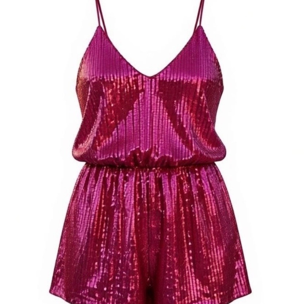 Pink Sequin Sleeveless Romper 2XL